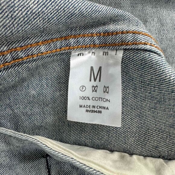 mnml Men's Blue Denim Distressed Star Patch Button Front Jacket Size Medium - Picture 4 of 4